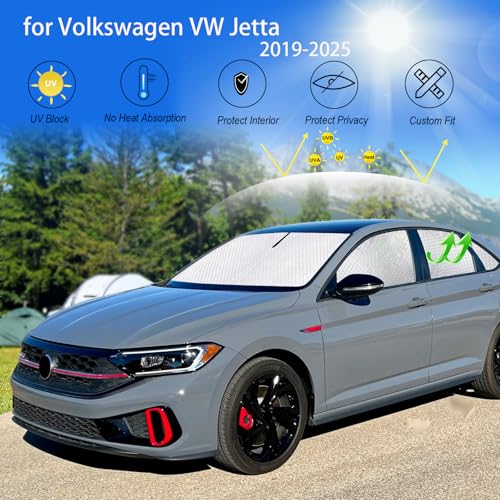 Image of KMF Windshield Sun Shade Replacement for Volkswagen Jetta Accessories 2019-2024 2025, Side Window Sun Shade Cover Sun Visor Shield Cover, Sunshade for Camping /Baby UV Block and Privacy Protect