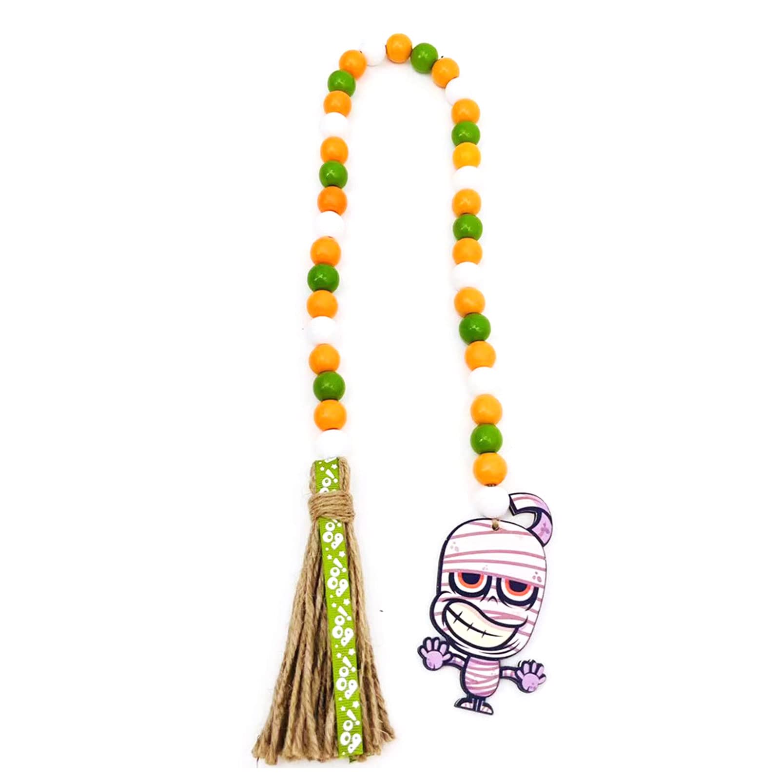 Buxuaaaa C Halloween Wooden Bead Tassels With Pumpkin Tray Decor Party Farmhouse Ountry Beads Garland Decoration Wooden Beads Garland Farmhousem With Tassels