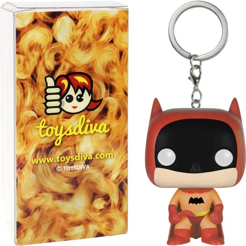 B A T M A N [Orange]: Pocket P O P ! Mini-Figural K E Y C H A I N Bundle With 1 Compatible 'Toysdiva' Graphic Protector (06432 - B)