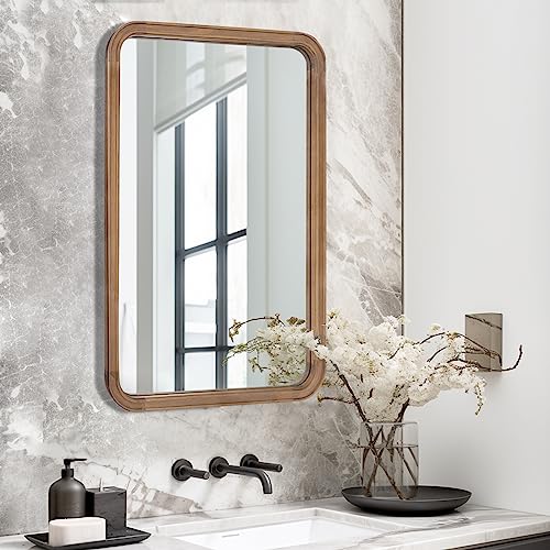 WallBeyond Wood Bathroom Mirror for Wall 20x30 Inch Wooden Frame Rectangle Mirror for Farmhouse...