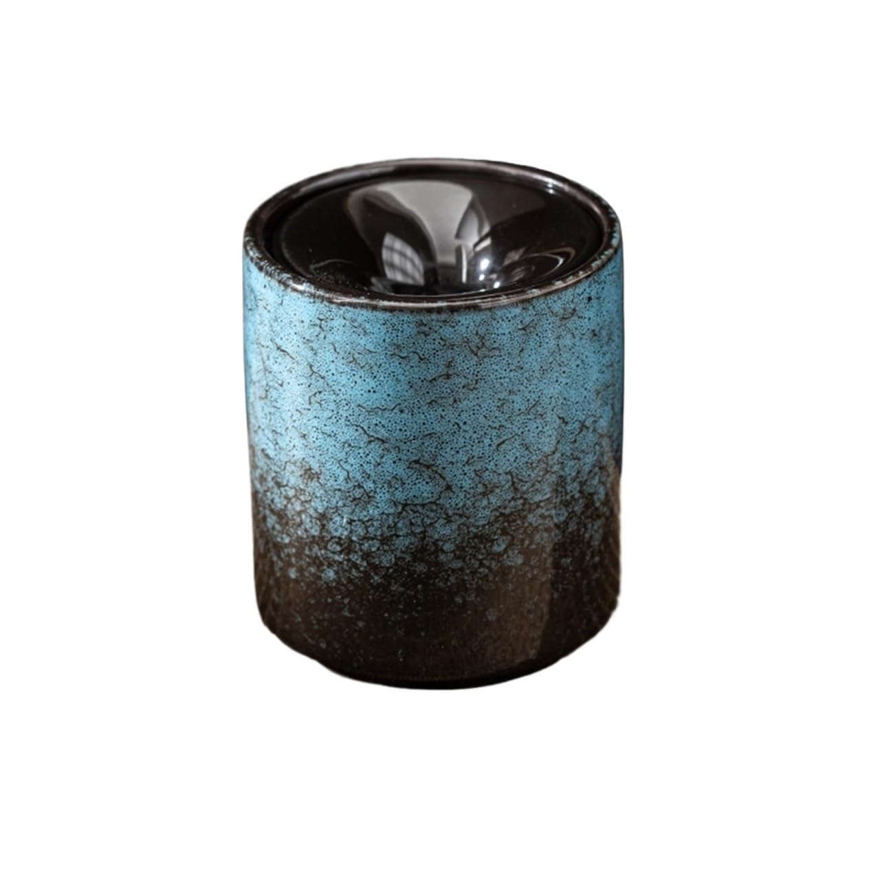 Ashtrays Gradient Blue Lidded Household Ashtray Windproof Chinese Style Office Funnel-shaped Decor