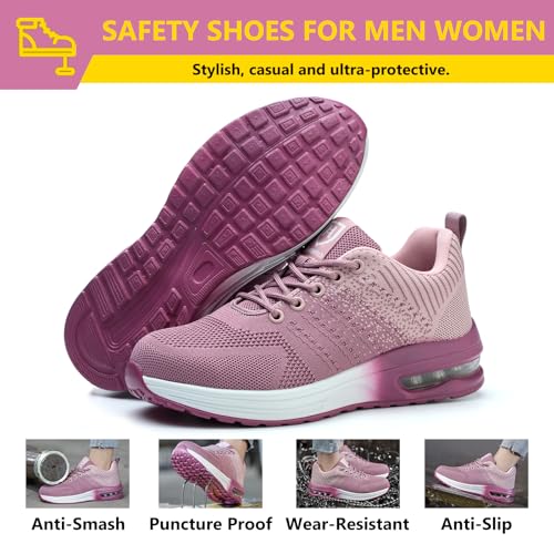 Image of Steel Toe Shoes for Men Women Lightweight Comfortable Work Shoes Indestructible Slip Resistant Safety Shoes for Construction