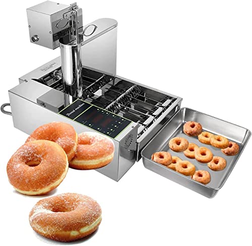 EAGLEG Commercial Donut Fryer, Automatic Donut Maker Machine 4 Rows, 2000W Stainless Steel Doughnut Maker Donut Snack Machine, 6L Hopper Donut Machine,Adjustable Thickness Auto Flip,110V