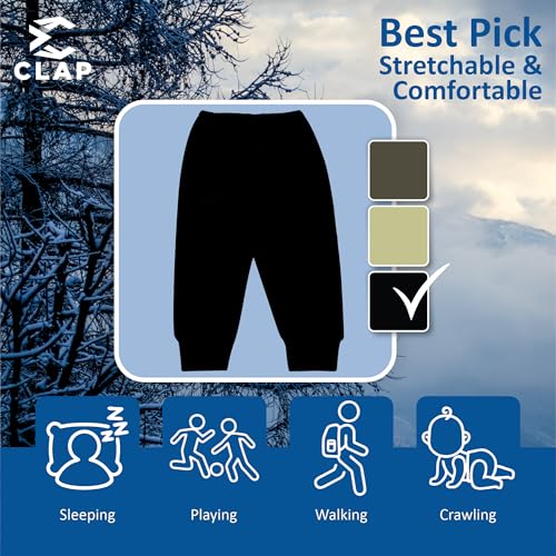 Image of CLAP Unisex Baby Winter Pants Fleece Warm Pajamas Super Soft Multicolor Set of 3
