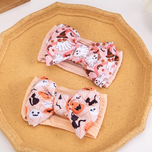 Halloween Baby Girl Bows Pumpkin Headband Elastic Nylon Hairbands Hair Accessories for Newborn Infant Toddler Kids3