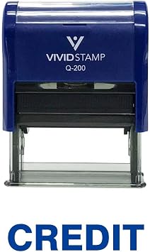 Credit Self Inking Rubber Stamp Blue Ink - Medium