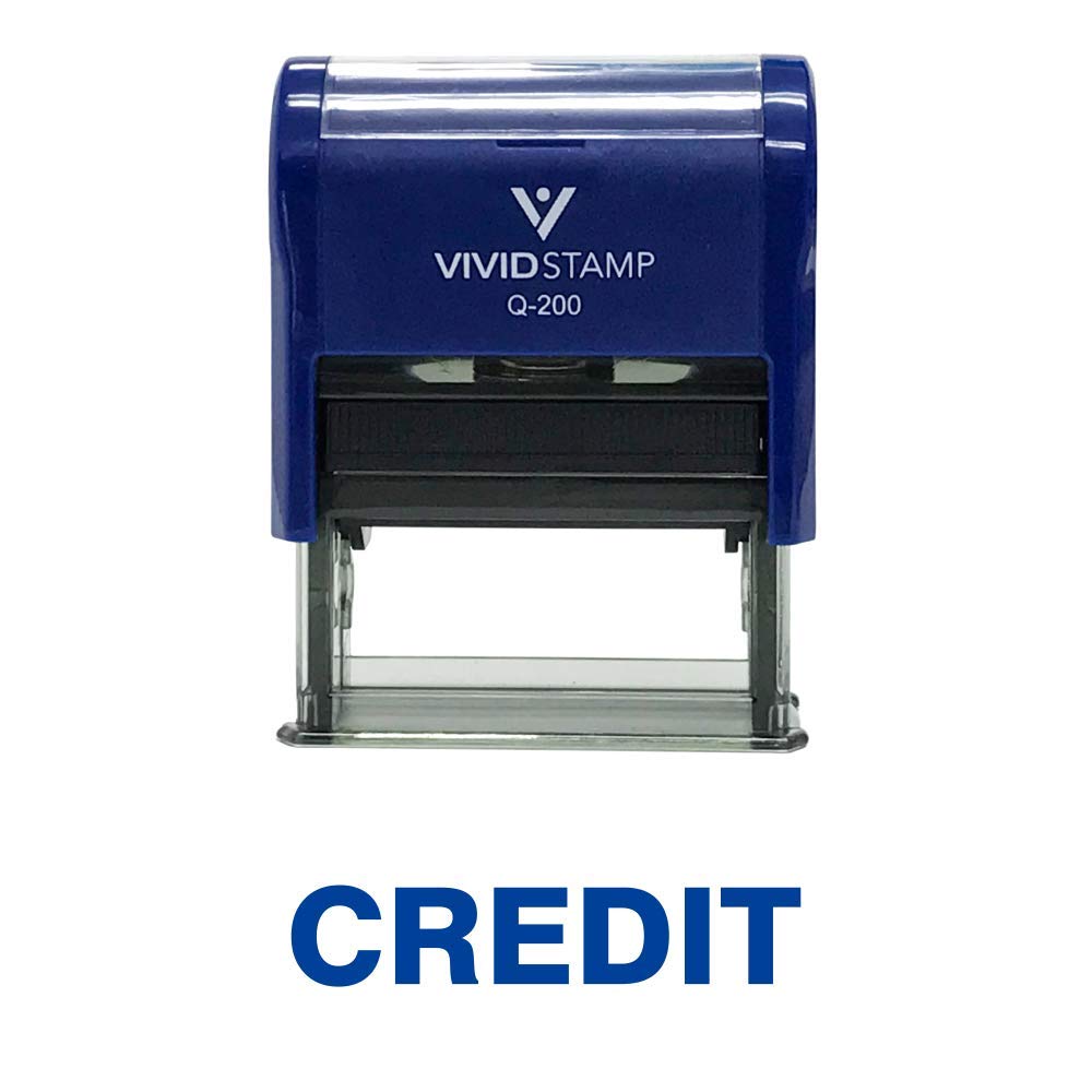Credit Self Inking Rubber Stamp (Blue Ink) - Medium