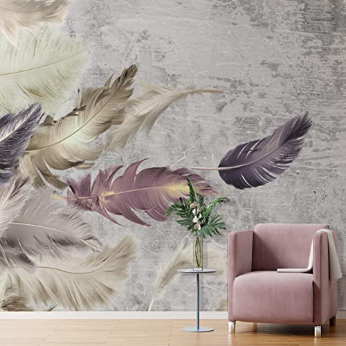 Ogólne Art Murals Papel pintado de vinilo, 430 x 310 cm, plumas, abstracto, papel pintado para el dormitorio, decoración de la pared, del hogar, cuadros para la sala de estar, oficina, Multicolor Cover