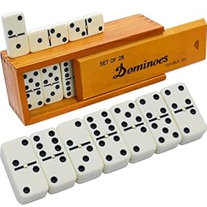 Queensell QS-28D Double Six Domino Set mit Holzkoffer