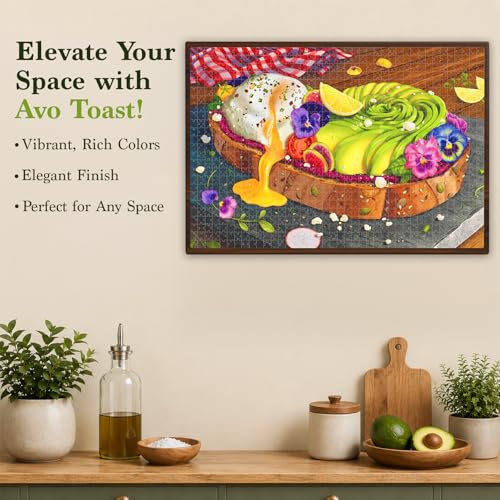 Image of Jigsaw Puzzle 1000 Pieces - The Avocado Toast for Food Lovers | Brain-Boosting Fun for Adults, Families, Game Nights, Unique, Perfectly-Fitting Pieces, Finished Size 22 inch x 15 inch, Ages 15+