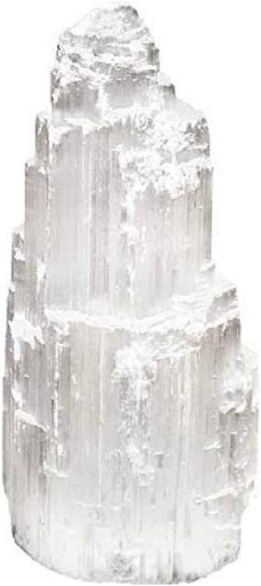 Artisan Owl Natural Solid White Selenite Skyscraper - Perfect for Meditation and Reflection - 4" Tall (1)