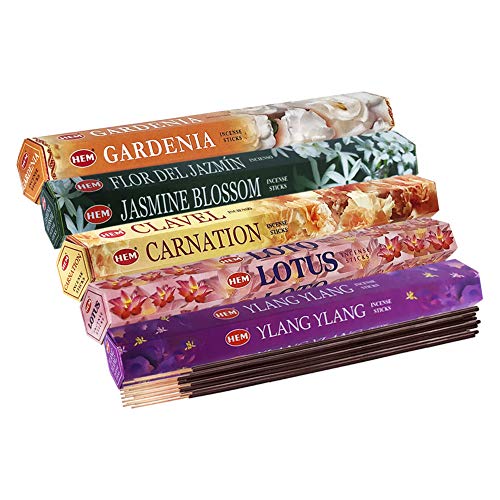 Hem Incense Sticks Variety Pack #14 And Incense Stick Holder Bundle With 5 Unique Floral Fragrances #TOP4