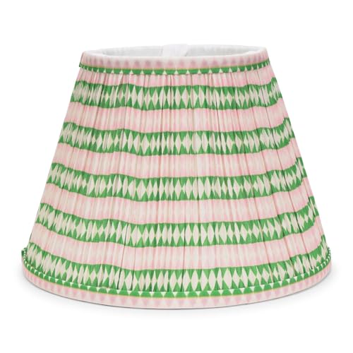 ValueLights | Large Pink Aztec Gathered Fabric Pleated Tapered Lampshade | Lamp Shades, Home Décor & Improvement Essential | Includes Bulb | 41cm Shade Width