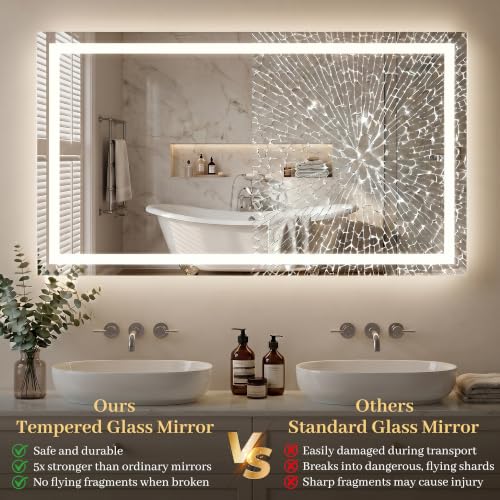 Bimno LED Bathroom Mirror with Lights, 55"x30" Wall-Mounted Vanity Mirrors by Bimno - Image 6
