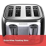 BLACK+DECKER 4-Slice Toaster, Extra Wide Slots, 7 Shade Settings, 1400 Watts, Frozen and Bagel Buttons, Toast Shade Selector, Extra Lift - Image 3