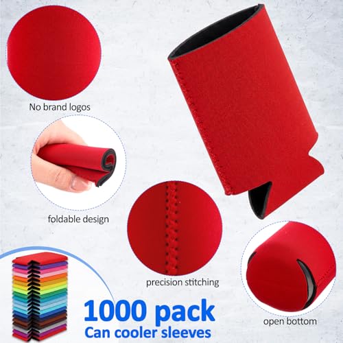 Image of Umigy 1000 Pcs Can Coolers Sleeves Bulk Blank, Colorful