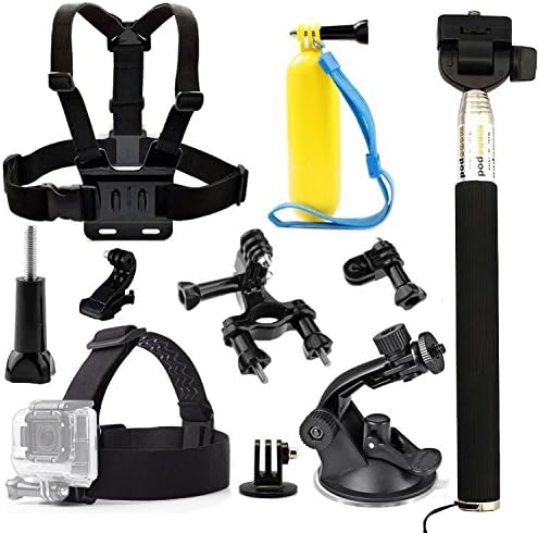 TEKCAM Action Camera Accessories Bundle Compatible with Gopro Hero 11 10 9 8 7/AKASO EK7000/V50/Brave 7LE Included Head Mount Chest Mount Strap Suction Cup Floating Hand Grip Bike Mount Handlebar