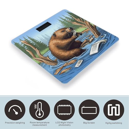 Báscula digital de baño con diseño Busy Beaver 26x26 cm miniatura 3