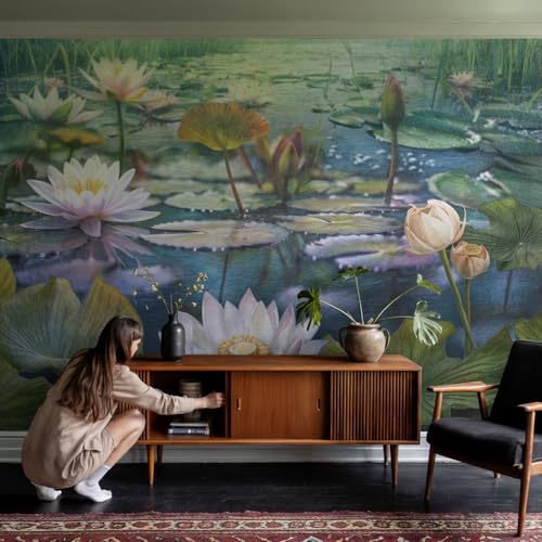 Décor mural adhésif panoramique pose murale fleurs d'étang - 4
