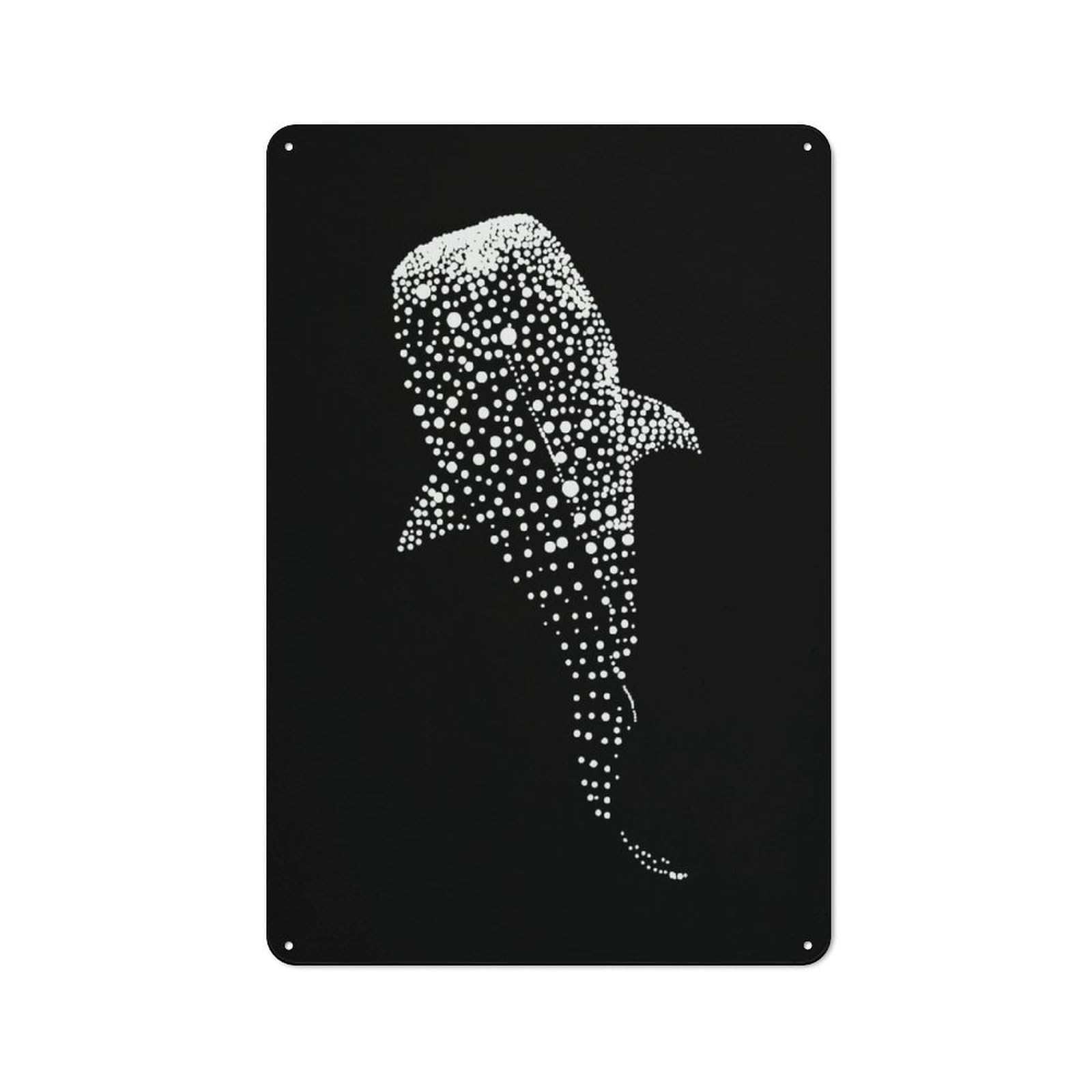 Junmoney Whale Shark Dot Art Design Metal Wall Sign 30X20cm, Rustic Decor For Home Bar Wall, Gift Idea At Christmas For Hosts Who Enjoy Retro Interiors