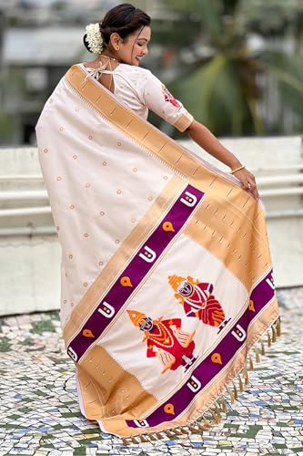 Image of SGF11 Women's Kanjivaram Paithani Silk Saree With Unstitched Blouse Piece
