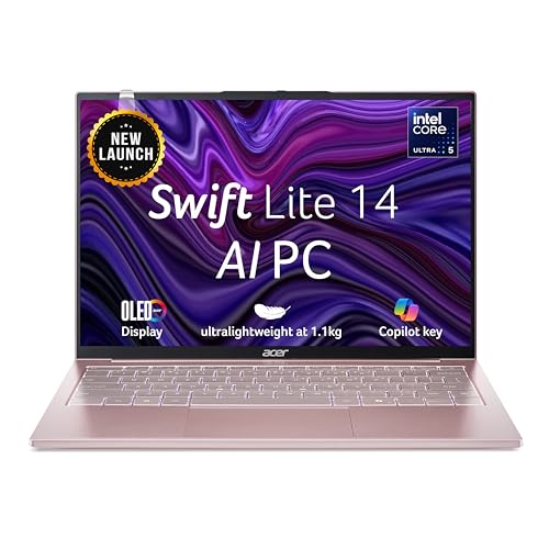 Image of acer Swift Lite 14, Intel Core Ultra 5 115U, Office 2024 + M365 Basic, 16GB /512GB, WUXGA OLED, 14.0 inch /35.56 cm, Win 11 Home, Sunset Copper, 1.1 kg, SFL14-54M, Backlit KB, Premium Thin and Light Laptop