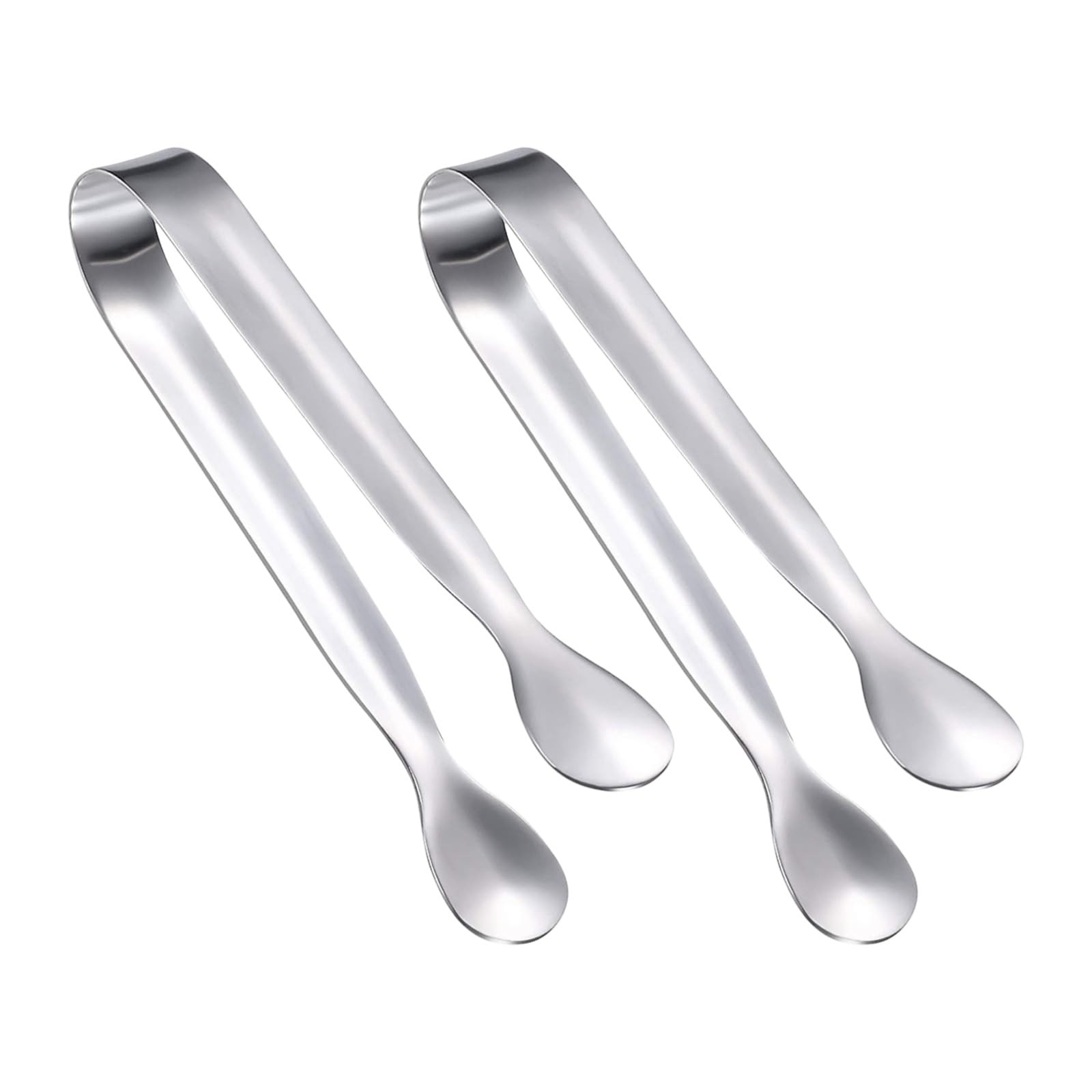 BOHUIMYI 2 Pieces Mini Sweet Tongs, 11cm Silver Stainless Steel Sugar Tongs with Non-Slip Concave Head, Small Serving Tongs for Ice Cubes, Dessert, Buffet, Tea Party, Cafe, Bar, Picnic