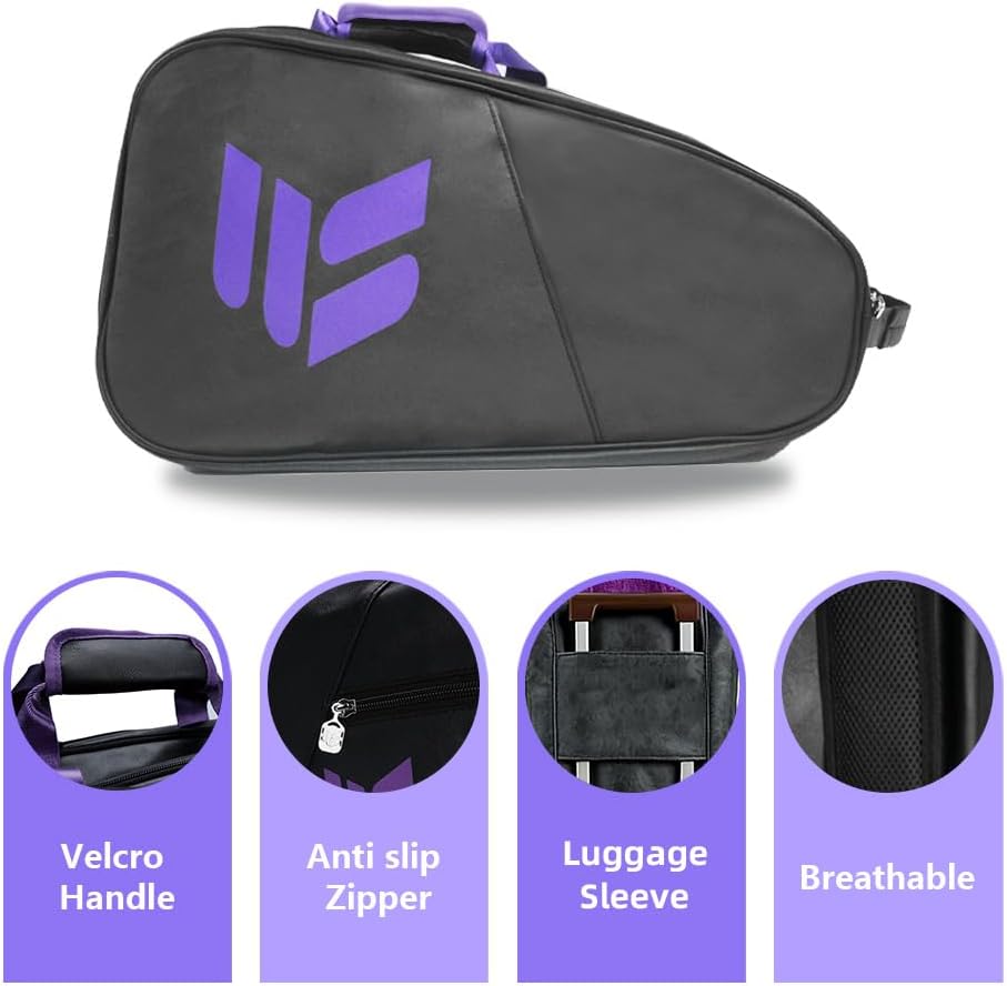 Smartway Tennis Bag for Men Women, 6 Rackets Large Racquet Bag with Shoe Compartment & Insulated Pocket, Waterproof Gym Backpack & Sports Duffel for Pickleball, Training and Daily Use