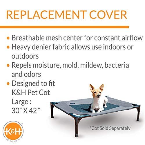 K&H Pet Products Original Pet Cot Replacement Cover (Cot Sold Separately) - Gray/Black Mesh, Large 30 X 42 Inches #TOP3