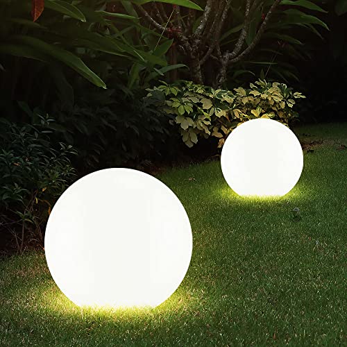 Solarleuchte Kugel Garten LED Gartendeko Solarkugel für Außen 20 cm Kugelleuchte Solar, Leuchtdauer ca. 6-8 Stunden, H 62 cm, 2er Set