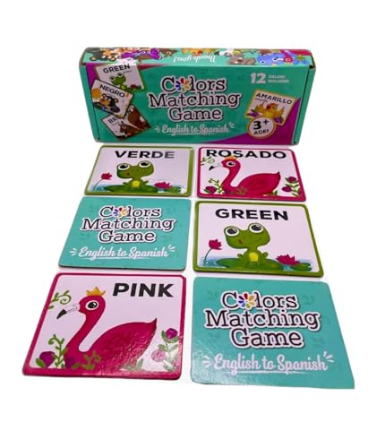 Urban Supply Co English to Spanish Colors Matching Memory Game. ESL and Language Immersion. Early Children's Bilingual Reading. Learn Spanish and English Colors