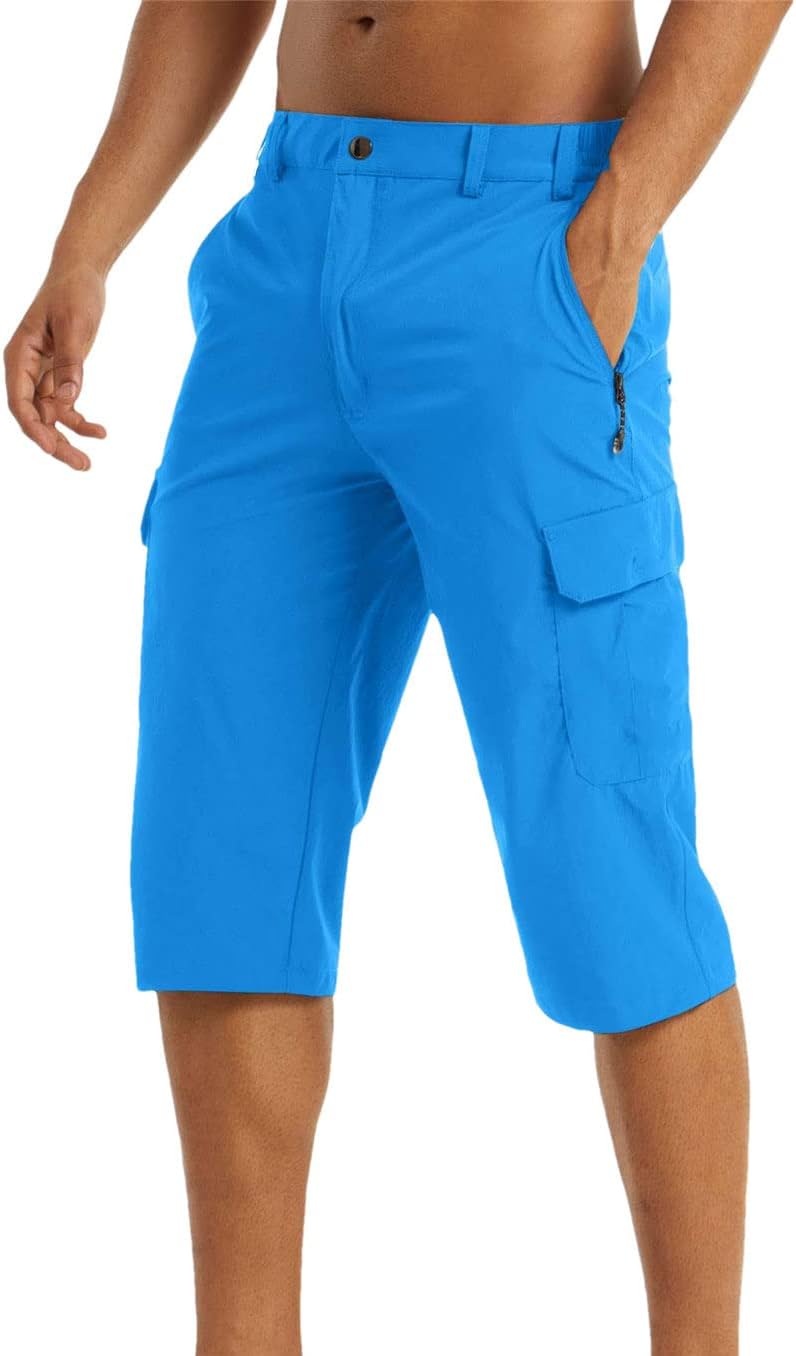 Suwequest Summer Quick Dry Pants Men's Casual Mult-Pocket Lightweight Shorts Outdoor Hiking Tactical Cargo Pants