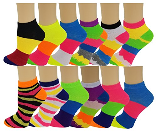 Image of SUMONA Differenttouch 12 Pairs Pack Women Low Cut Colorful Fancy Design Ankle Socks