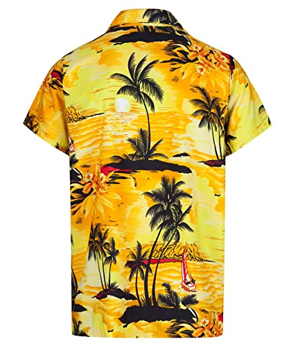 Tropical Hawaiian Shirt for Men with Pocket-Aloha Short Sleeve Loose Fit Caribbean Shirts - Floral Button Down Shirt3