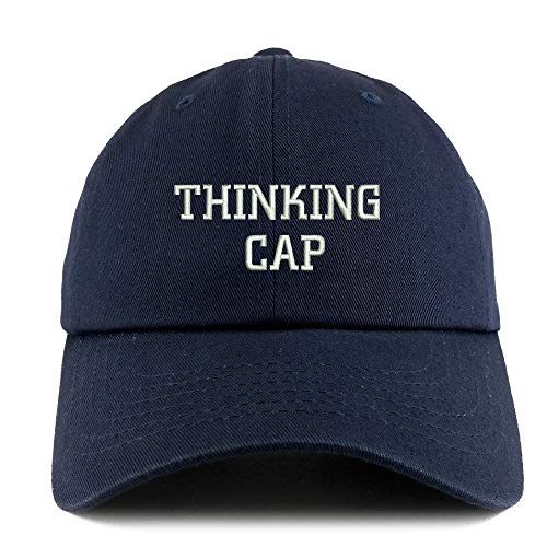 Trendy Apparel Shop Thinking Cap Solid Adjustable Unstructured Dad Hat - Navy