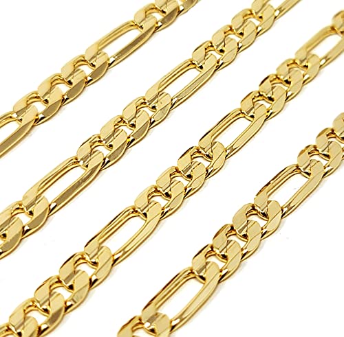 Ba Unique Fashion Anklet For Women, Girls In 9",10",11",12" Sizes Gold Electroplated Figaro, Cuban, Mariner, Herringbone Ankle Bracelet - Made In Korea (12, Concave Figaro Chain) #TOP6