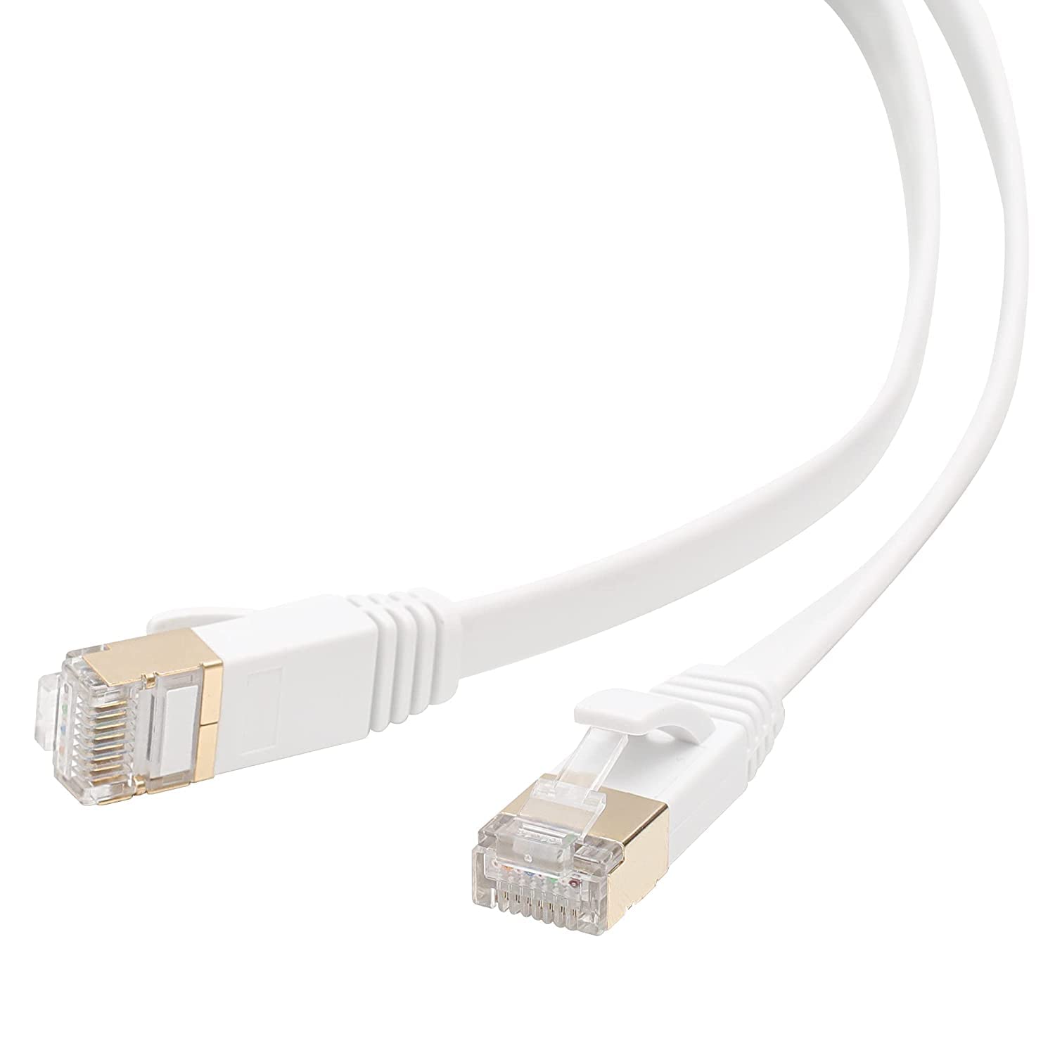 Cat7 Ethernet Cable White 1M High Speed 10 Gigabit 600Mhz, LAN Network Cables, Flat Cable With Gold Plated Plug (1M)