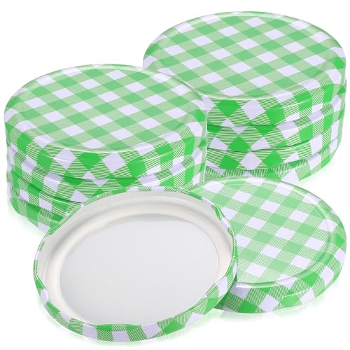 50 Stück Twist Off Deckel 82mm, Deckel für Einmachgläser, Einmachdeckel 82mm, TO 82 Grün kariert Ersatzdeckel Schraubdeckel für Gläser 82 mmDeckel für Marmeladengläser Sturzgläser & Einmachgläser