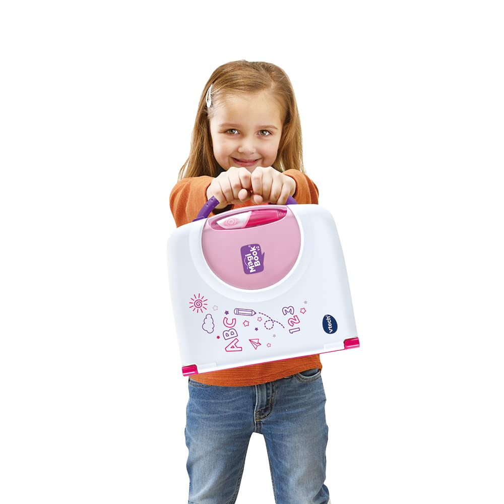 VTech - MagiBook v2 Starter Pack Rose, Plateforme de Lecture Interactive avec Livre Éducatif Niveau 1 l'École des Super-Héros Tut Tut Cory Bolides, Cadeau Enfant de 2 Ans à 8 Ans - Contenu en Français