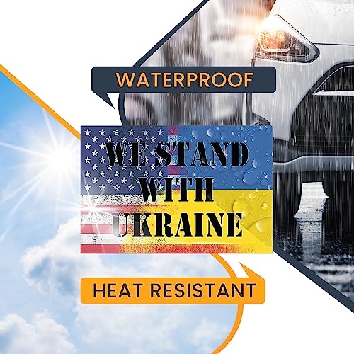 Image of Magnet Me Up We Stand with Ukraine Ukrainian American Distressed Blended Flag Magnet Decal, 4x6 inches, Heavy Duty Automotive Magnet for Car Truck SUV