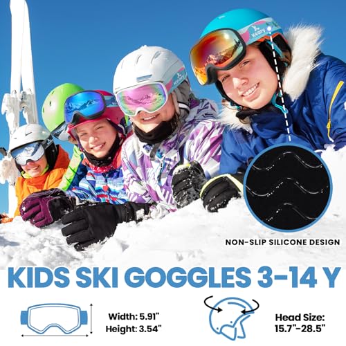 Keary Kids Ski Goggles for 3-14 Snowboard Goggles Kids Toddler Boys Girls Youth Snow Goggles 100% UV Protection Anti-Fog - Image 8