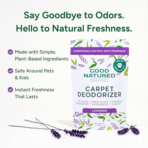Image of Good Natured Brand | Carpet Deodorizer & Freshener Powder | 31 oz Pet Odor Eliminator for Strong Odor & Pet Urine | Fresh Natural Lavender Scent | Safe for Homes with Pets