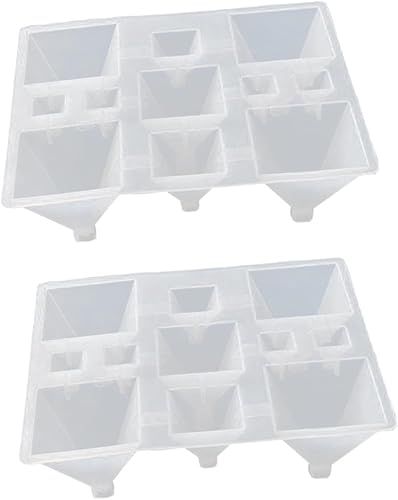 VILLCASE 2 moldes de silicona para resina súper pirámide de silicona DIY suministros de fabricación de pasteles para gelatinas vela cónica molde de