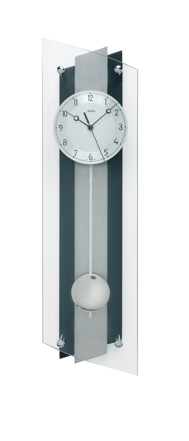 AMS Reloj de péndulo inalámbrico, Madera, Multicolor, 80 x 36 x 27 cm
