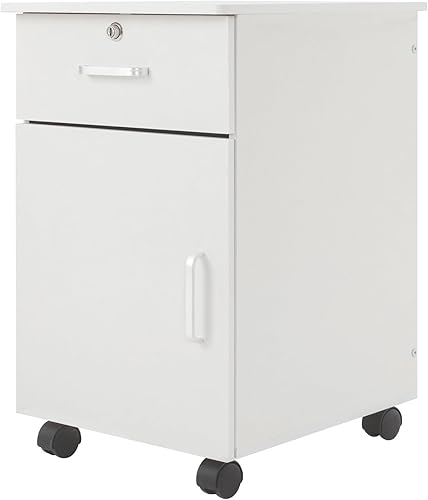 Fetcoi Archivador móvil vertical portátil con estantes de almacenamiento, gabinete móvil debajo del escritorio, cajones de oficina con cerradura y