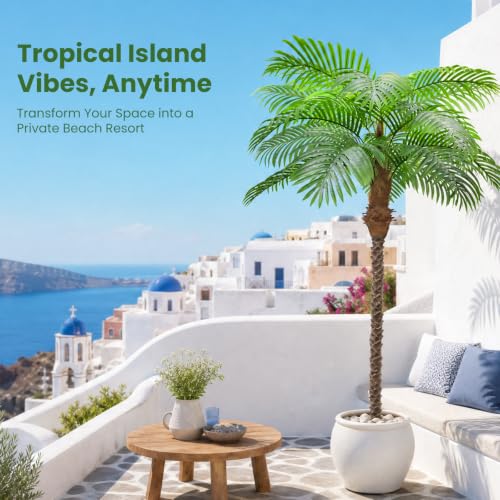Image of Artificial Palm Trees for Outdoors,7.5ft Tall Fake Plant for Indoor /Outdoor
