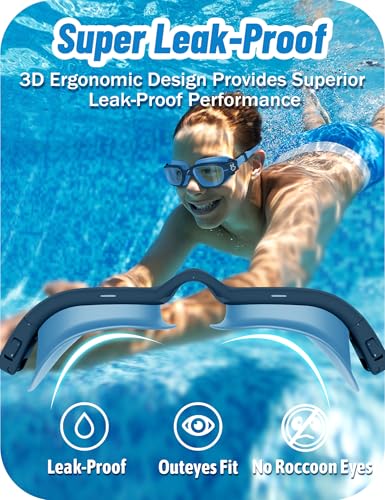 Image of Vvinca Kids Swim Goggles, Swimming Goggles for Kids 3-14 Anti-Fog UV Protection No Leak Pool Glasses for Boys Girls
