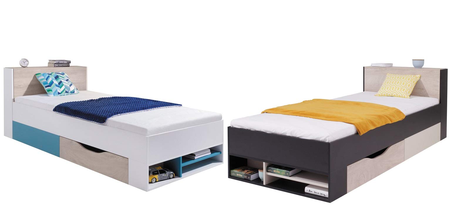 Jugendzimmer Kinderzimmer komplett Space Set A Eckschrank 2 Standregale Schreibtisch Wandregal Bett 200x90 NEU
