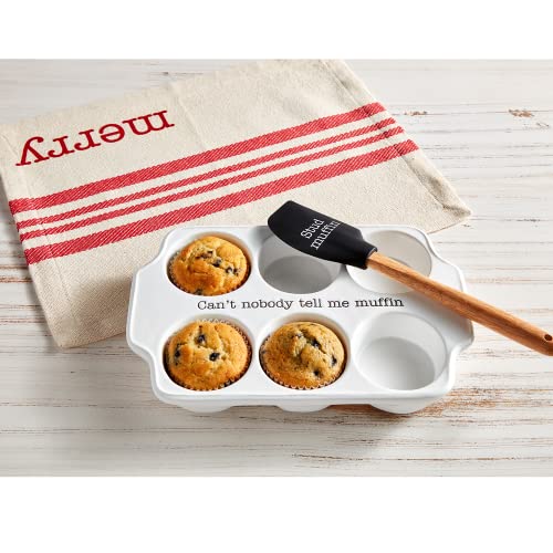 Mud Pie Circa Muffin Tray And Spatula Set, White, 12" X 8" #TOP1