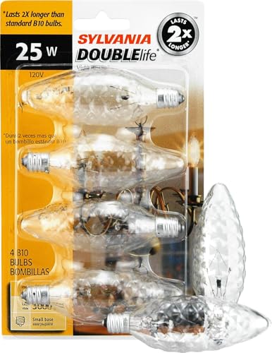 Sylvania Double Life Incandescent 25 Watt Chandelier Light Bulbs 4 Pack